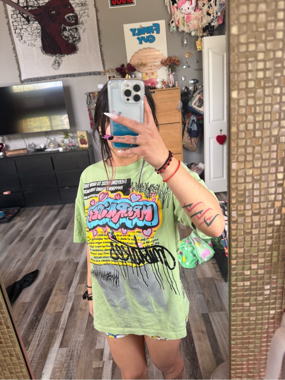 Men’s T shirt graffiti graphics / quotes